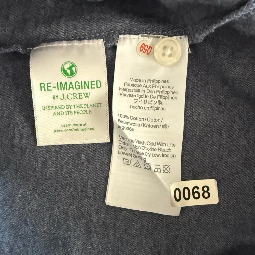 J. Crew Broken In Long Sleeve Henley Heathered Blue Men's Shirt Size XL